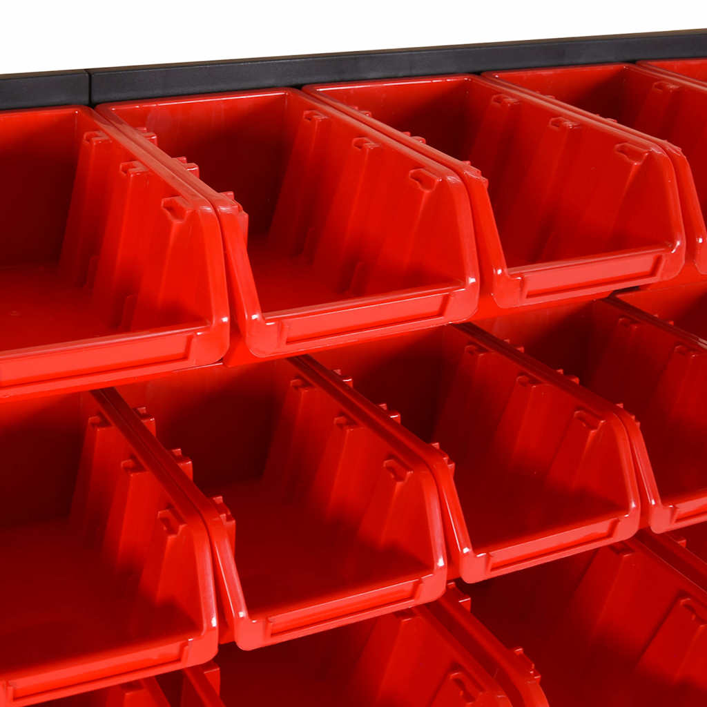 35 Piece Workshop Shelf Set Red and Black 77x39cm Polypropylene