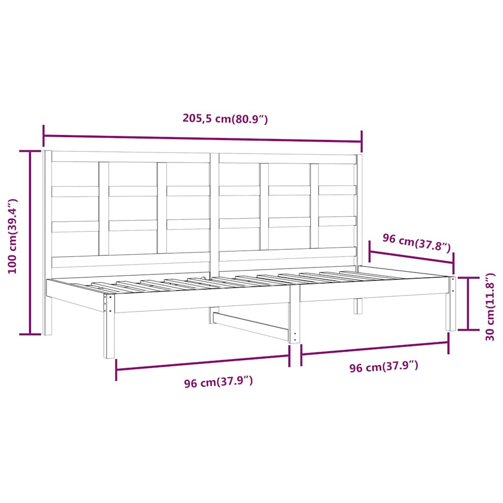 Day Bed without Mattress White 90x200 cm Solid Wood Pine