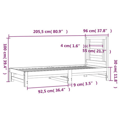 Pull-out Day Bed without Mattress 2x(90x200) cm