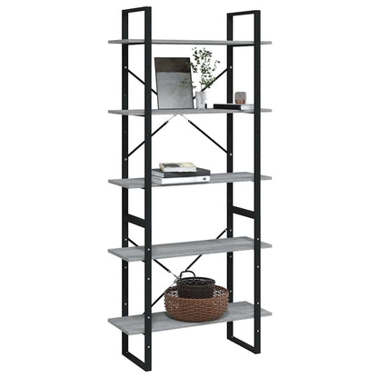 5-Tier Book Cabinet Grey Sonoma 80x30x175 cm Engineered Wood