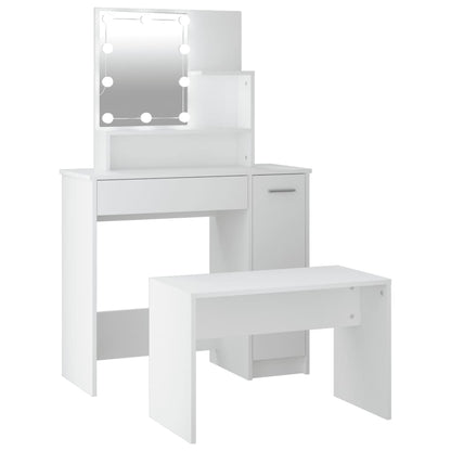 Dressing Table Set With LED | White | Engineered wood | Medium