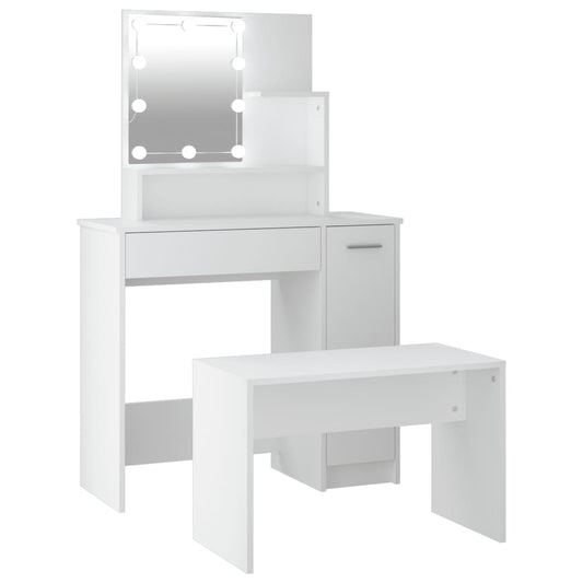 Dressing Table Set With LED | White | Engineered wood | Medium