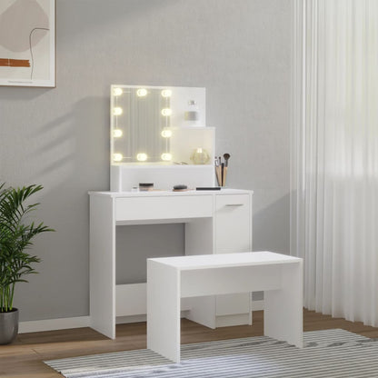 Dressing Table Set With LED | White | Engineered wood | Medium