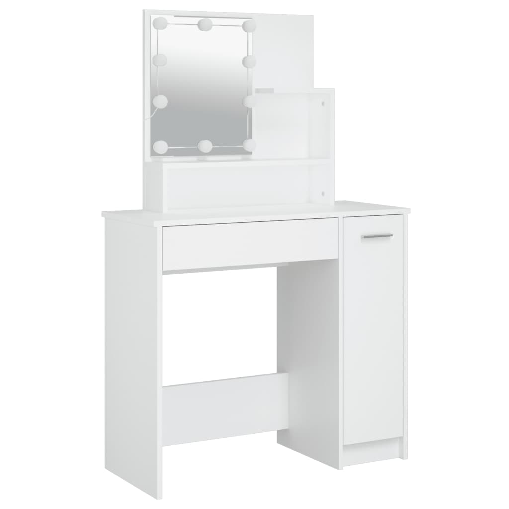Dressing Table Set With LED | White | Engineered wood | Medium