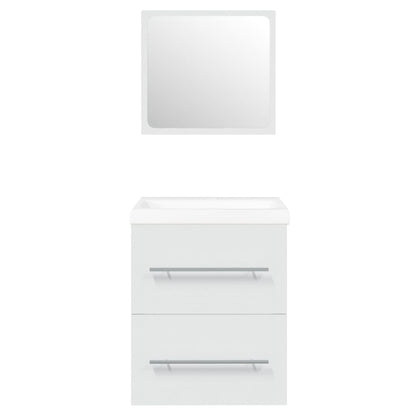 Sink Cabinet with Built-in Basin White Engineered Wood