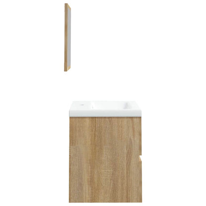 Bathroom Sink Cabinet with Basin and Mirror Sonoma Oak