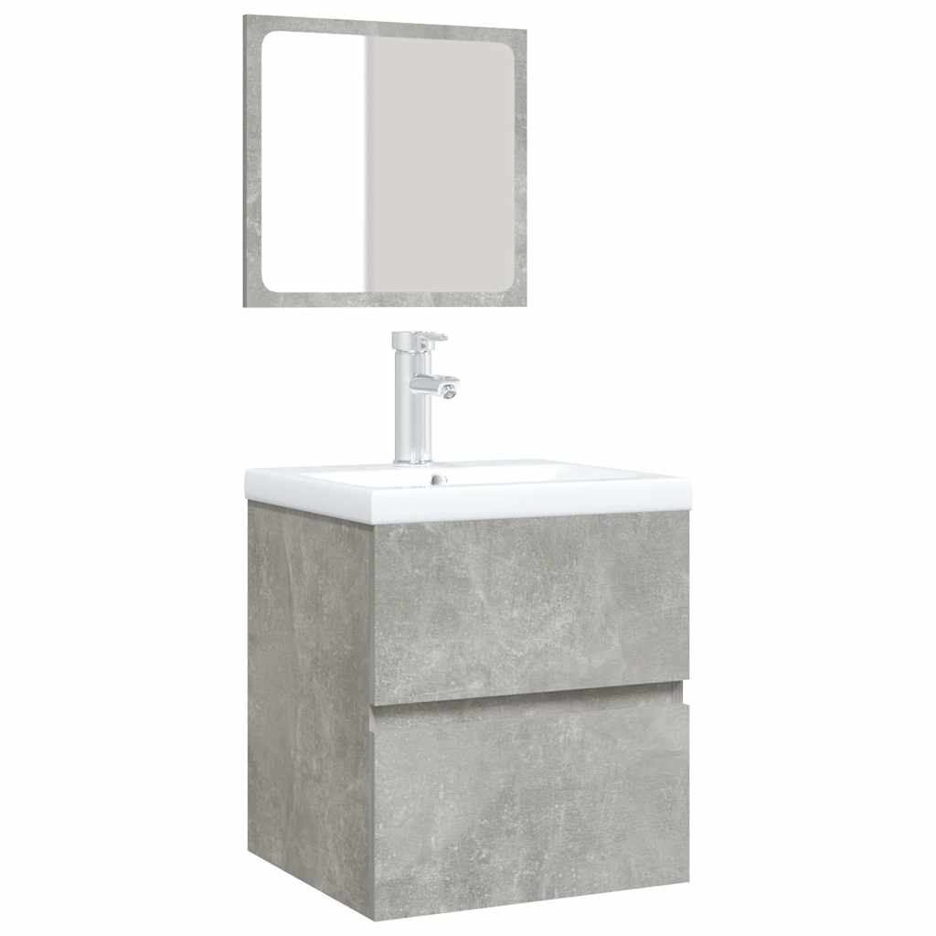 Bathroom Sink Cabinet with Basin and Mirror Concrete Grey