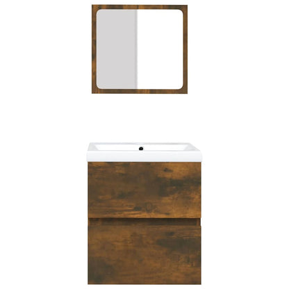 Bathroom Sink Cabinet with Basin and Mirror Smoked Oak