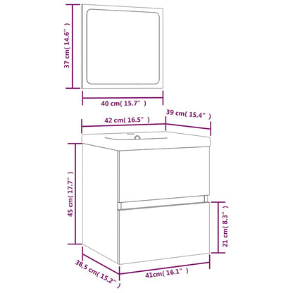 Bathroom Sink Cabinet with Basin and Mirror Smoked Oak