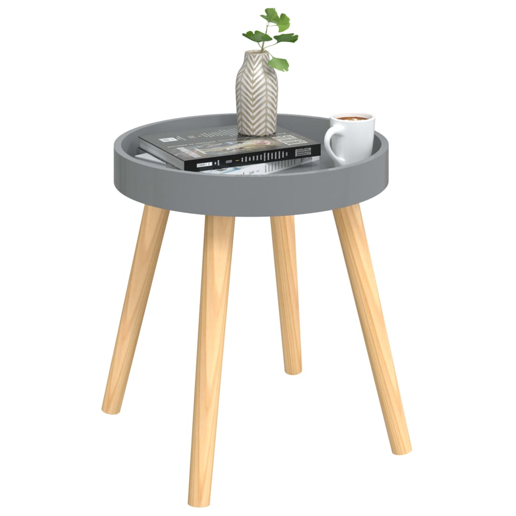 Side Table | Grey | Engineered Wood and Solid Pine | Small | Durable