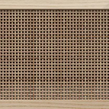 TV Cabinet Black 80x30x40 cm Solid Wood Pine and Natural Rattan