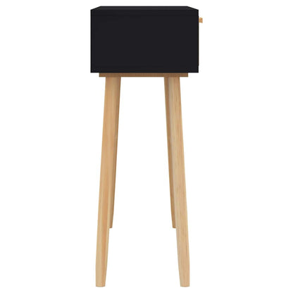 Console Table Black 80x30x75 cm Solid Wood Pine&Natural Rattan