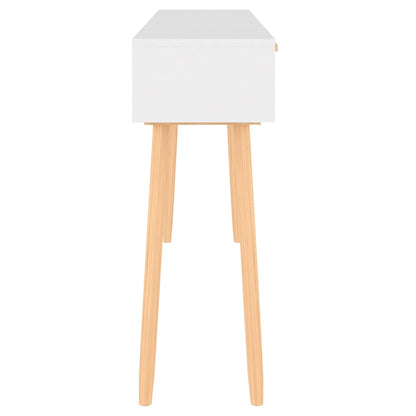 Console Table | White | Engineered wood, solid pinewood, natural rattan