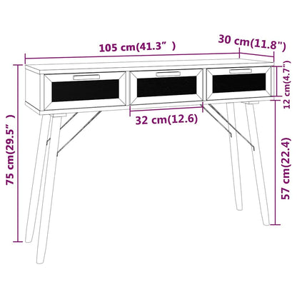 Console Table | White | Engineered wood, solid pinewood, natural rattan