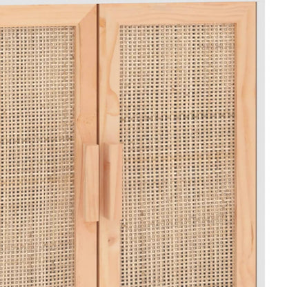 Sideboard White 60x30x70 cm Solid Wood Pine and Natural Rattan
