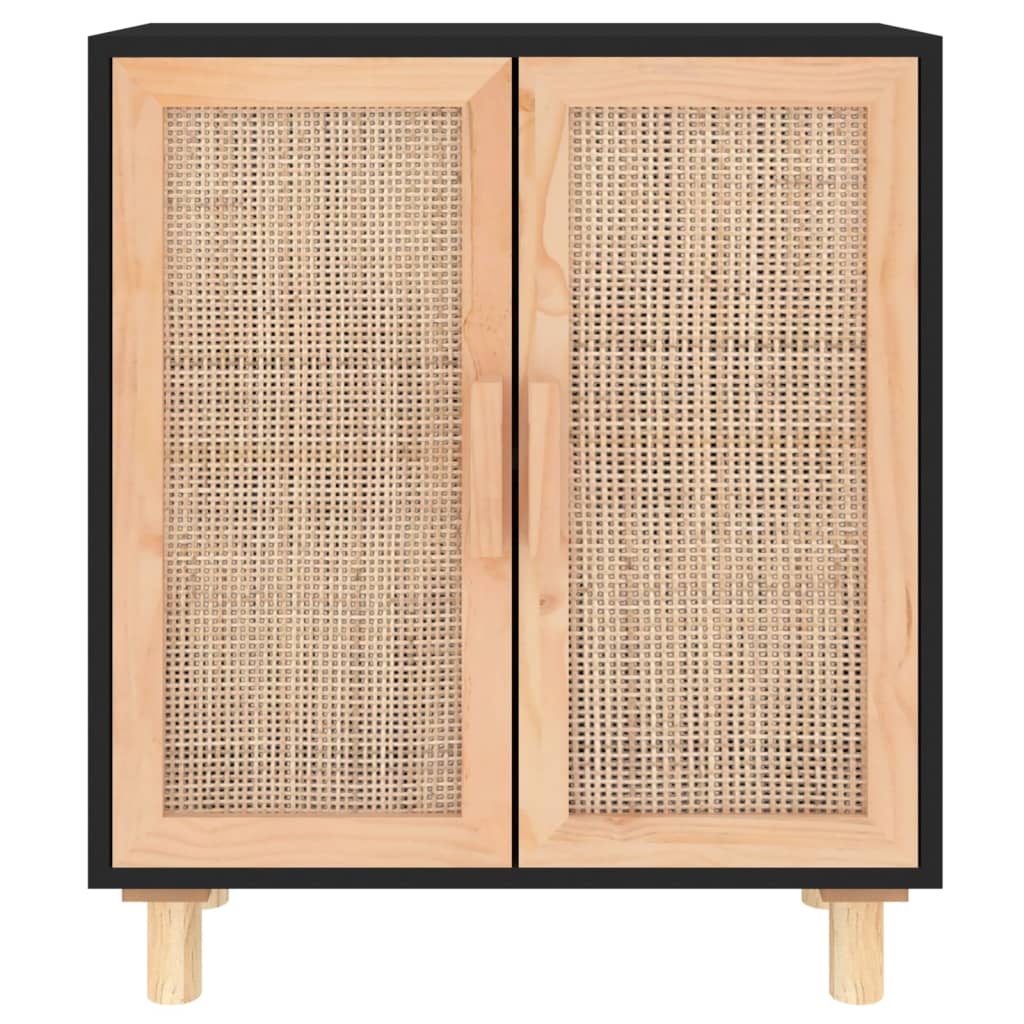 Sideboard | Black | Engineered wood, Solid pine wood, Natural rattan
