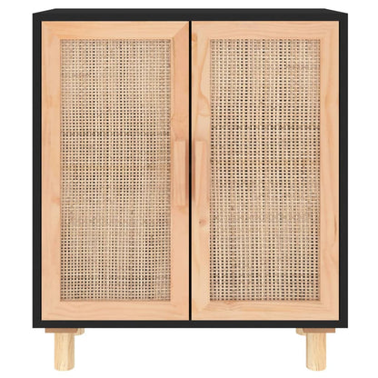 Sideboard | Black | Engineered wood, Solid pine wood, Natural rattan