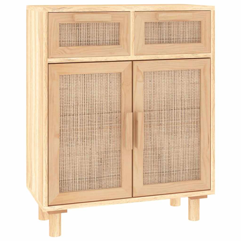 Sideboard Brown 60x30x75 cm Solid Wood Pine and Natural Rattan