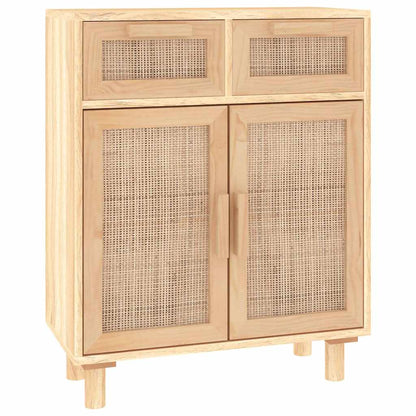 Sideboard Brown 60x30x75 cm Solid Wood Pine and Natural Rattan