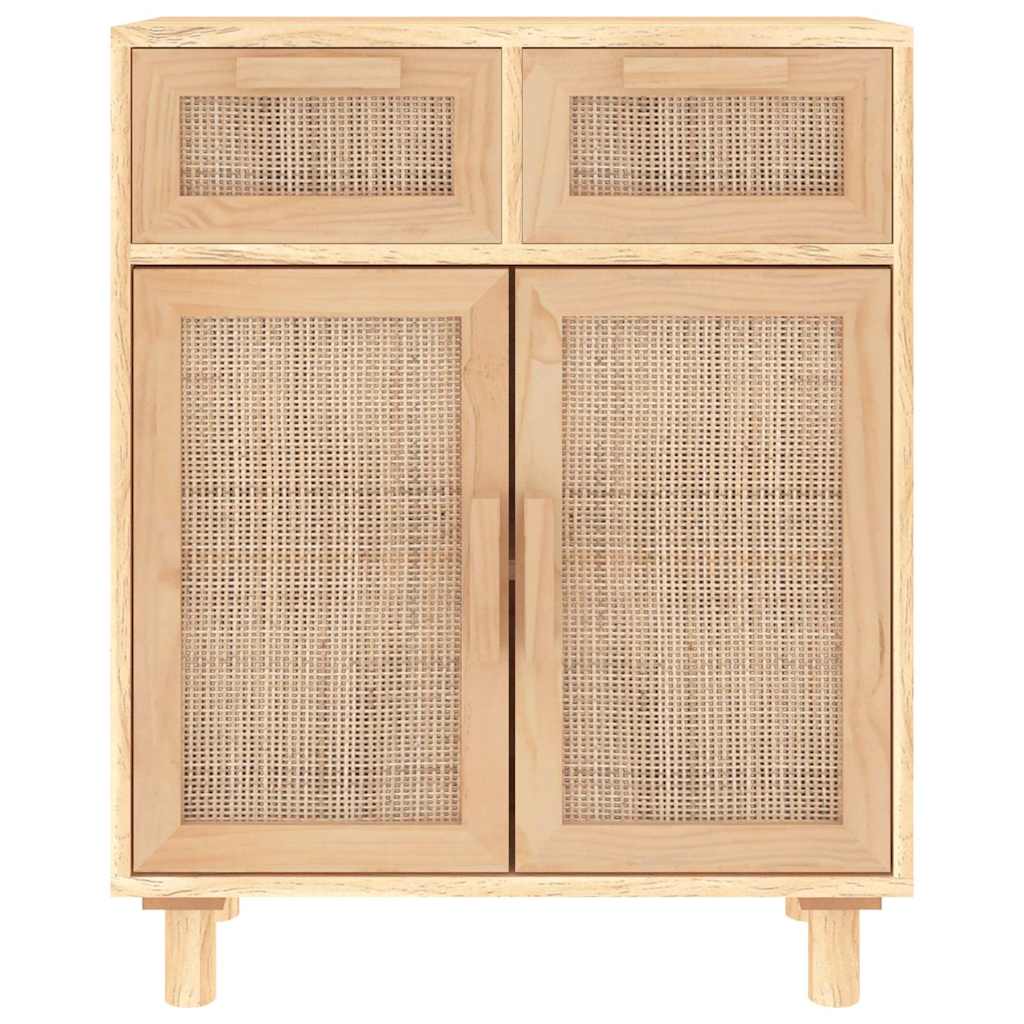 Sideboard Brown 60x30x75 cm Solid Wood Pine and Natural Rattan