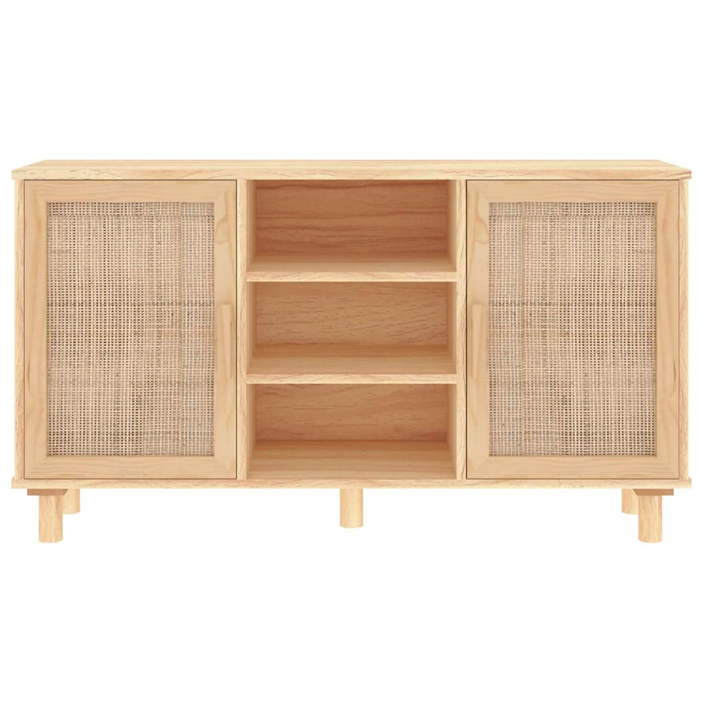 Sideboard Brown 105x30x60 cm Solid Wood Pine and Natural Rattan