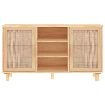 Sideboard Brown 105x30x60 cm Solid Wood Pine and Natural Rattan