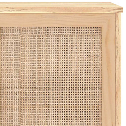 Sideboard Brown 105x30x60 cm Solid Wood Pine and Natural Rattan