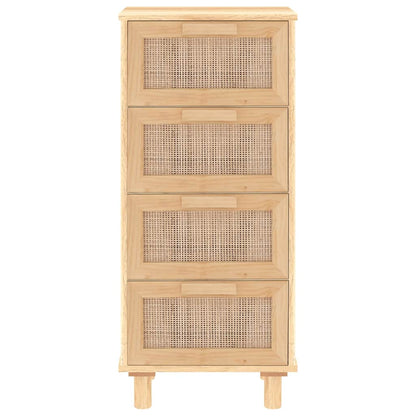 Sideboard Brown 40x30x90 cm Solid Wood Pine and Natural Rattan