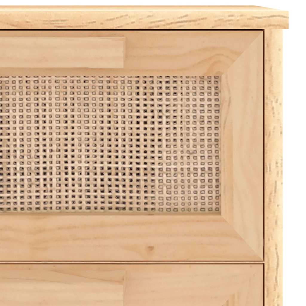 Sideboard Brown 40x30x90 cm Solid Wood Pine and Natural Rattan
