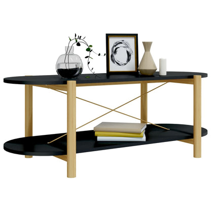 Coffee Table | Black | Engineered wood, Solid pine wood, Metal | Regular