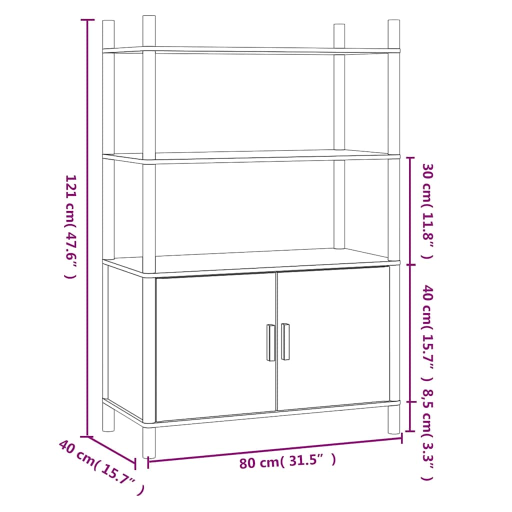 Highboard Black 80x40x121 cm Engineered Wood