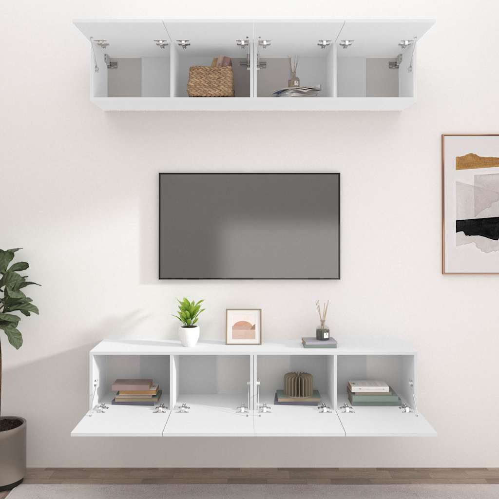 4 Piece TV Cabinet Set White 80x30x30 cm Engineered Wood