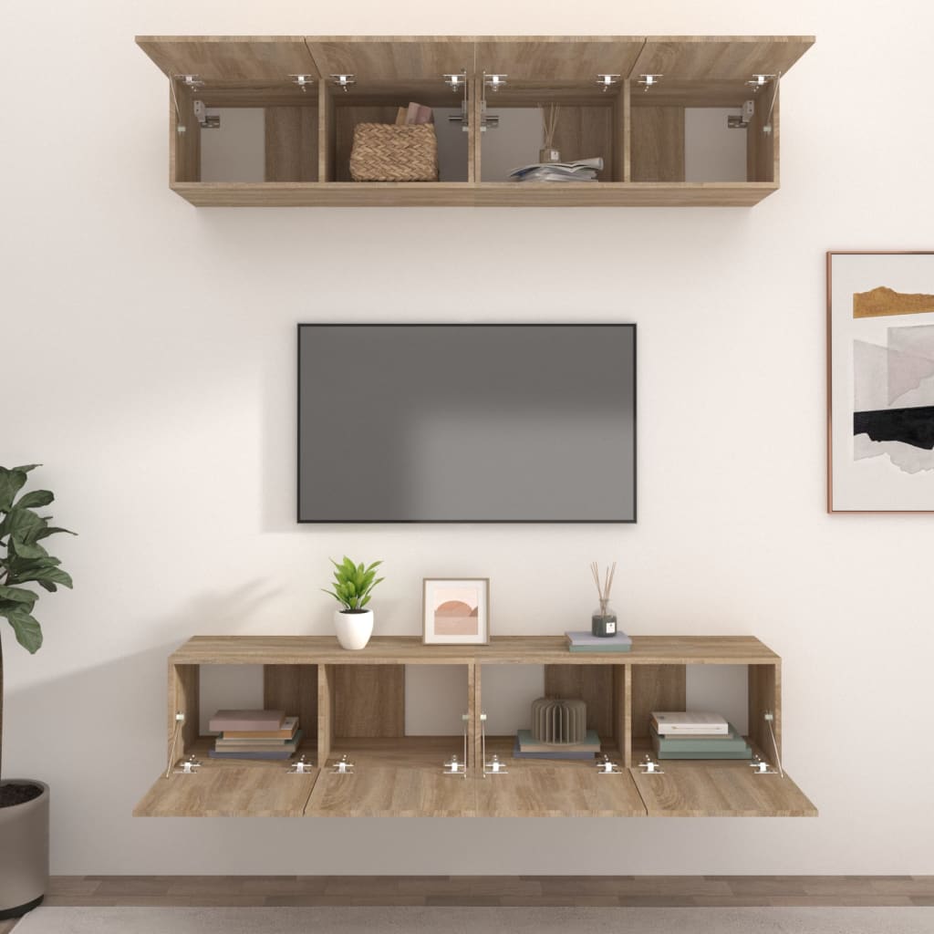 4 Piece TV Cabinet Set Sonoma Oak 80x30x30 cm Engineered Wood