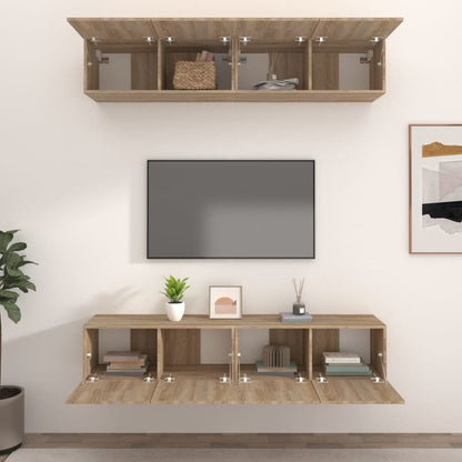 4 Piece TV Cabinet Set Sonoma Oak 80x30x30 cm Engineered Wood