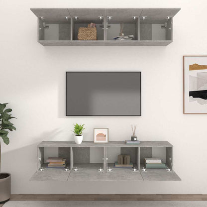 4 Piece TV Cabinet Set Concrete Grey 80x30x30 cm Engineered Wood