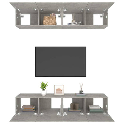 4 Piece TV Cabinet Set Concrete Grey 80x30x30 cm Engineered Wood