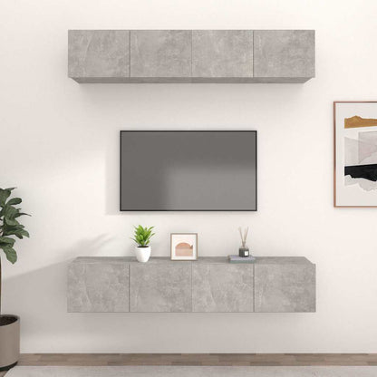 4 Piece TV Cabinet Set Concrete Grey 80x30x30 cm Engineered Wood