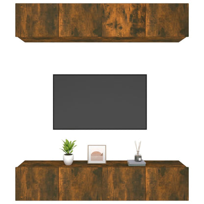 4 Piece TV Cabinet Set Smoked Oak 80x30x30 cm Engineered Wood