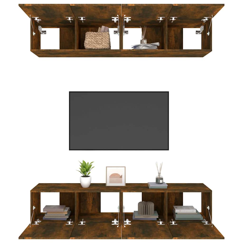 4 Piece TV Cabinet Set Smoked Oak 80x30x30 cm Engineered Wood