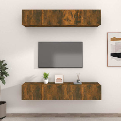 4 Piece TV Cabinet Set Smoked Oak 80x30x30 cm Engineered Wood