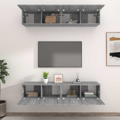 4 Piece TV Cabinet Set Grey Sonoma 80x30x30 cm Engineered Wood