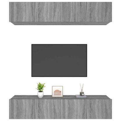 4 Piece TV Cabinet Set Grey Sonoma 80x30x30 cm Engineered Wood