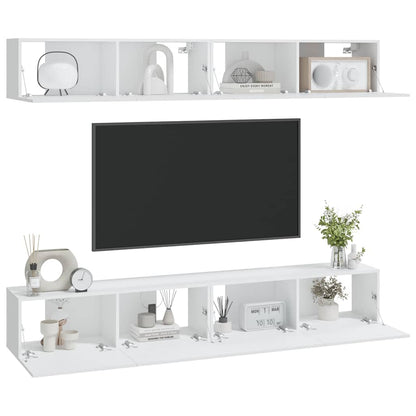4 Piece Wall-mounted TV Cabinet Set White 100x30x30 cm