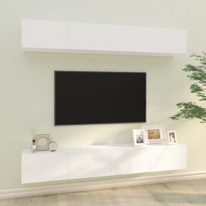 4 Piece Wall-mounted TV Cabinet Set White 100x30x30 cm