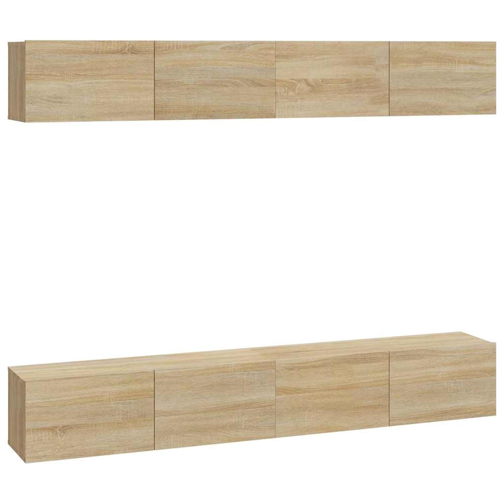 4 Piece Wall-mounted TV Cabinet Set Sonoma Oak 100x30x30 cm