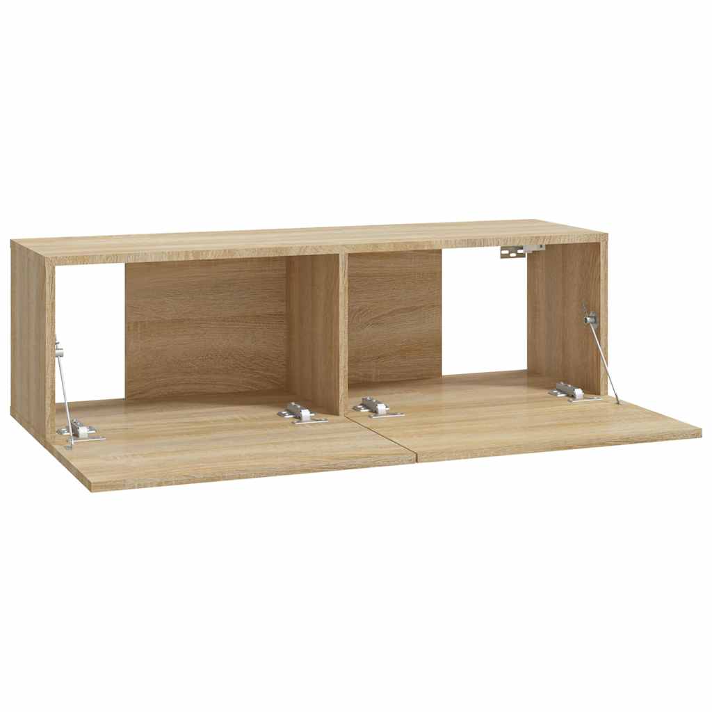4 Piece Wall-mounted TV Cabinet Set Sonoma Oak 100x30x30 cm