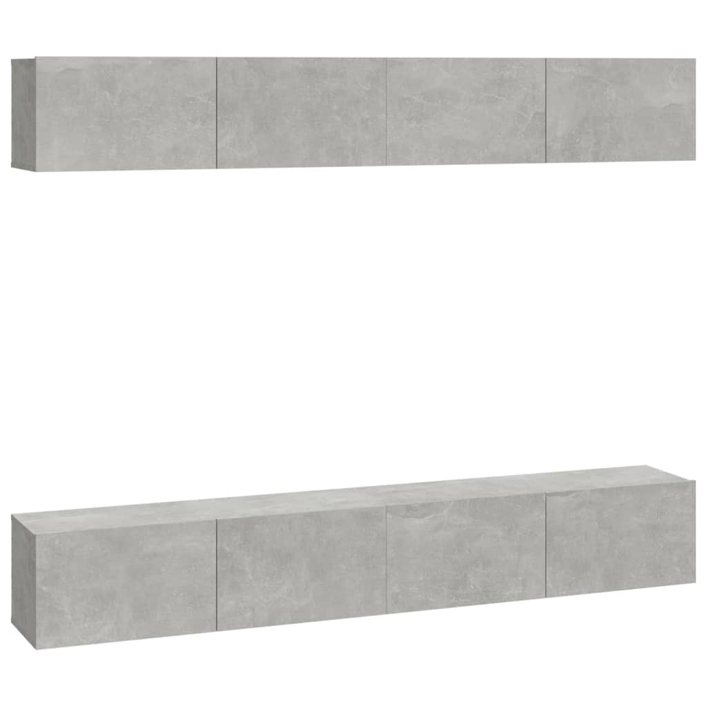 4 Piece Wall-mounted TV Cabinet Set Concrete Grey 100x30x30 cm