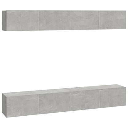 4 Piece Wall-mounted TV Cabinet Set Concrete Grey 100x30x30 cm