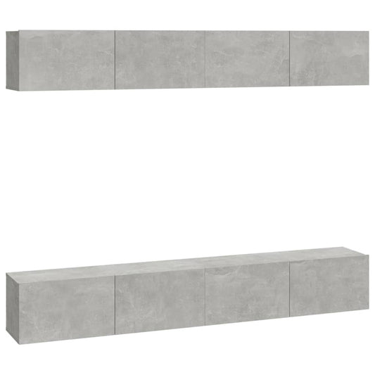 4 Piece Wall-mounted TV Cabinet Set Concrete Grey 100x30x30 cm