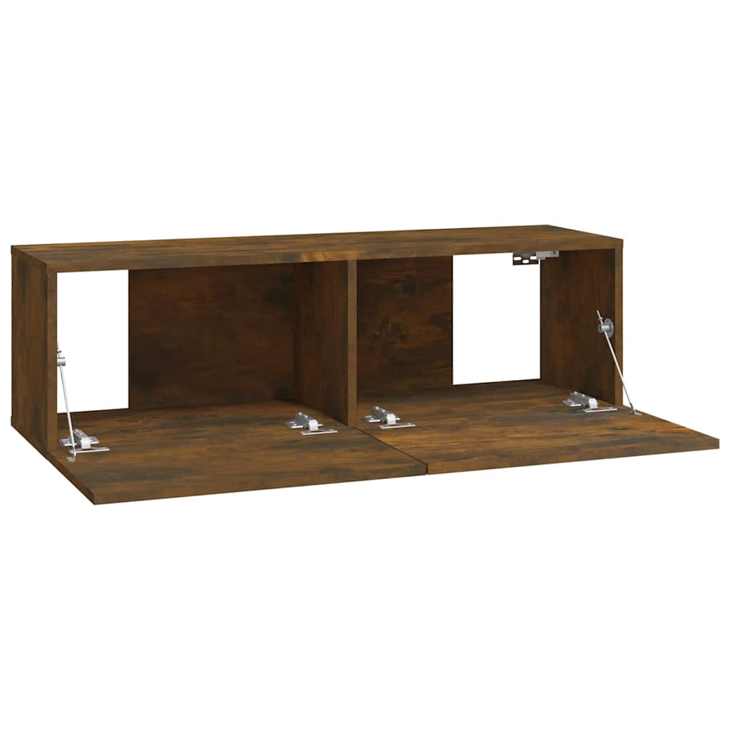 4 Piece Wall-mounted TV Cabinet Set Smoked Oak 100x30x30 cm